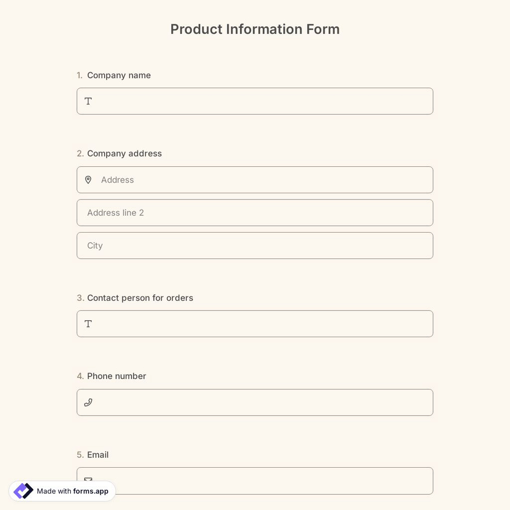 Product Information Form