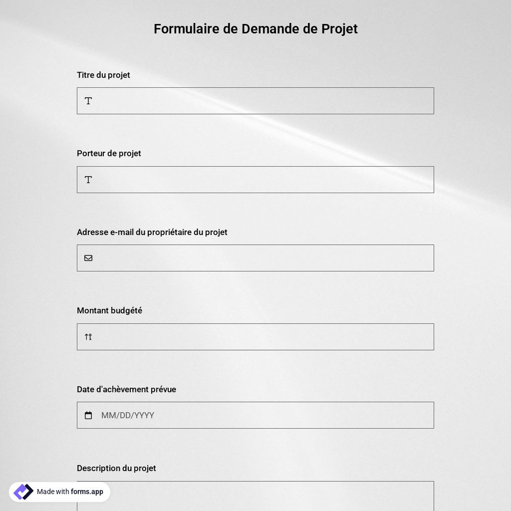 Formulaire de Demande de Projet