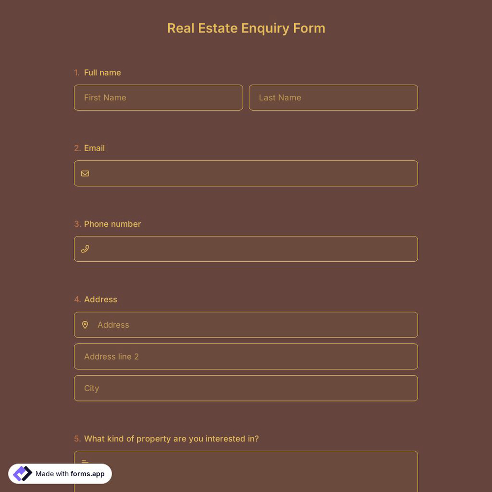 Real Estate Enquiry Form