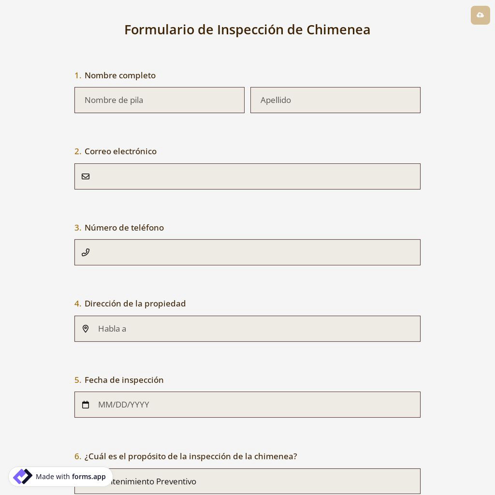 Formulario de Inspección de Chimenea