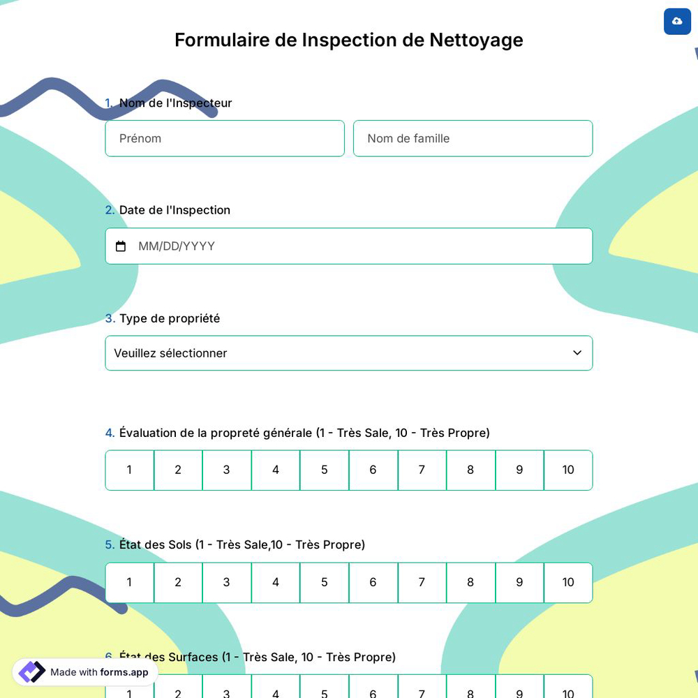 Formulaire de Inspection de Nettoyage