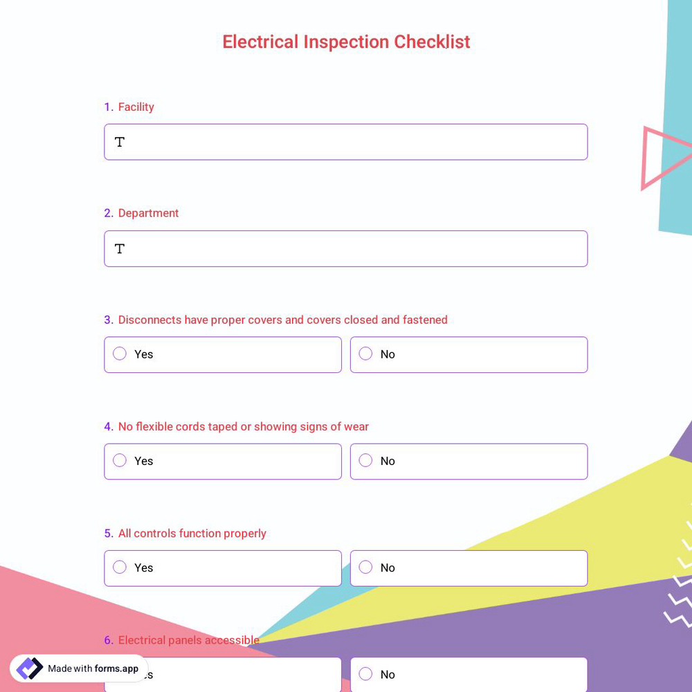 Electrical Inspection Checklist Form