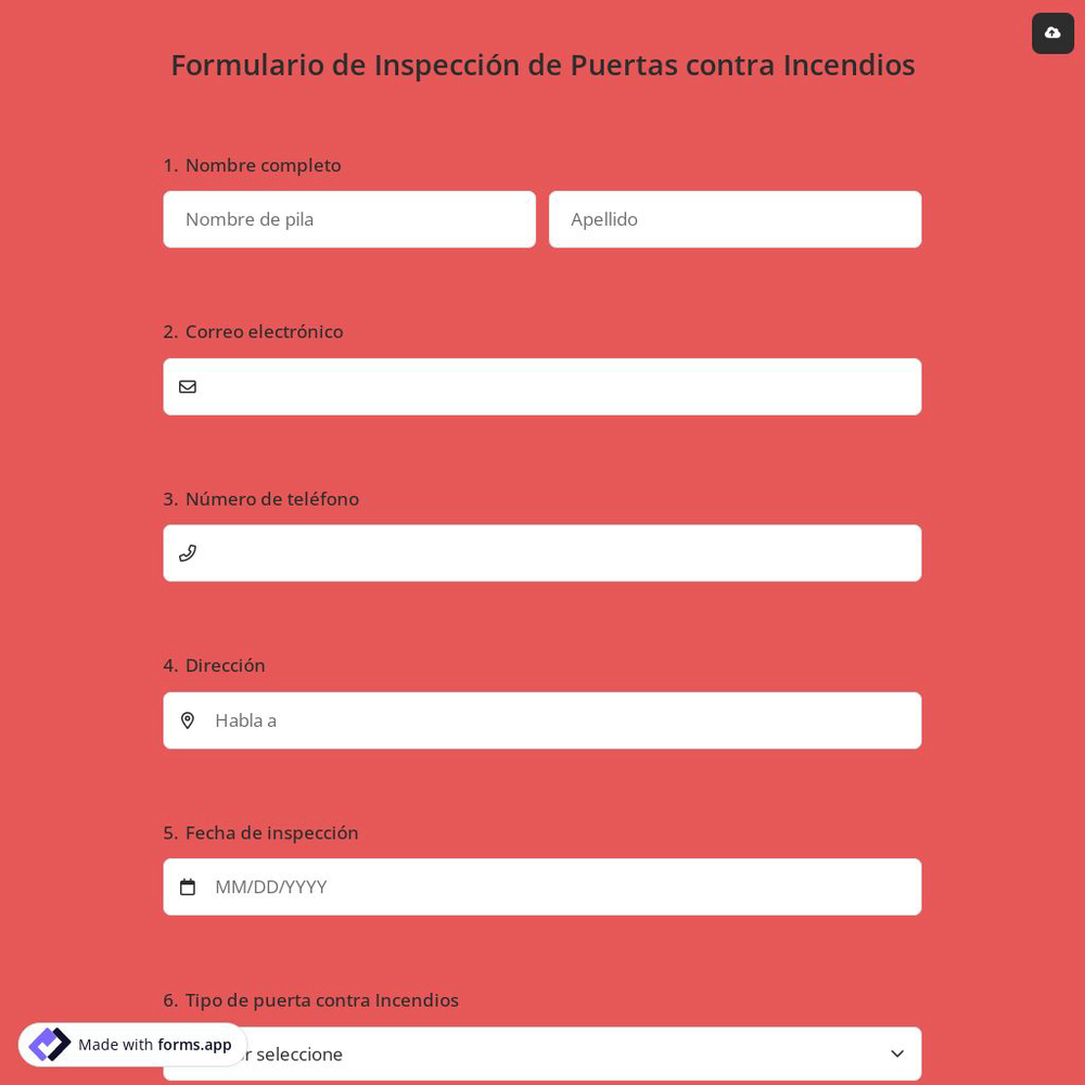 Formulario de Inspección de Puertas contra Incendios