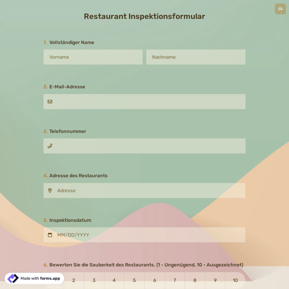 Restaurant Inspektionsformular