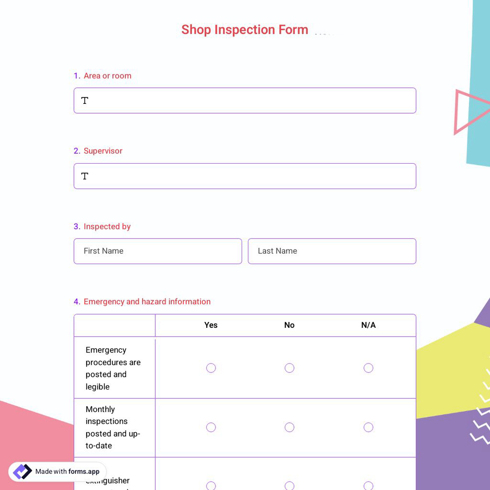 Shop Inspection Form