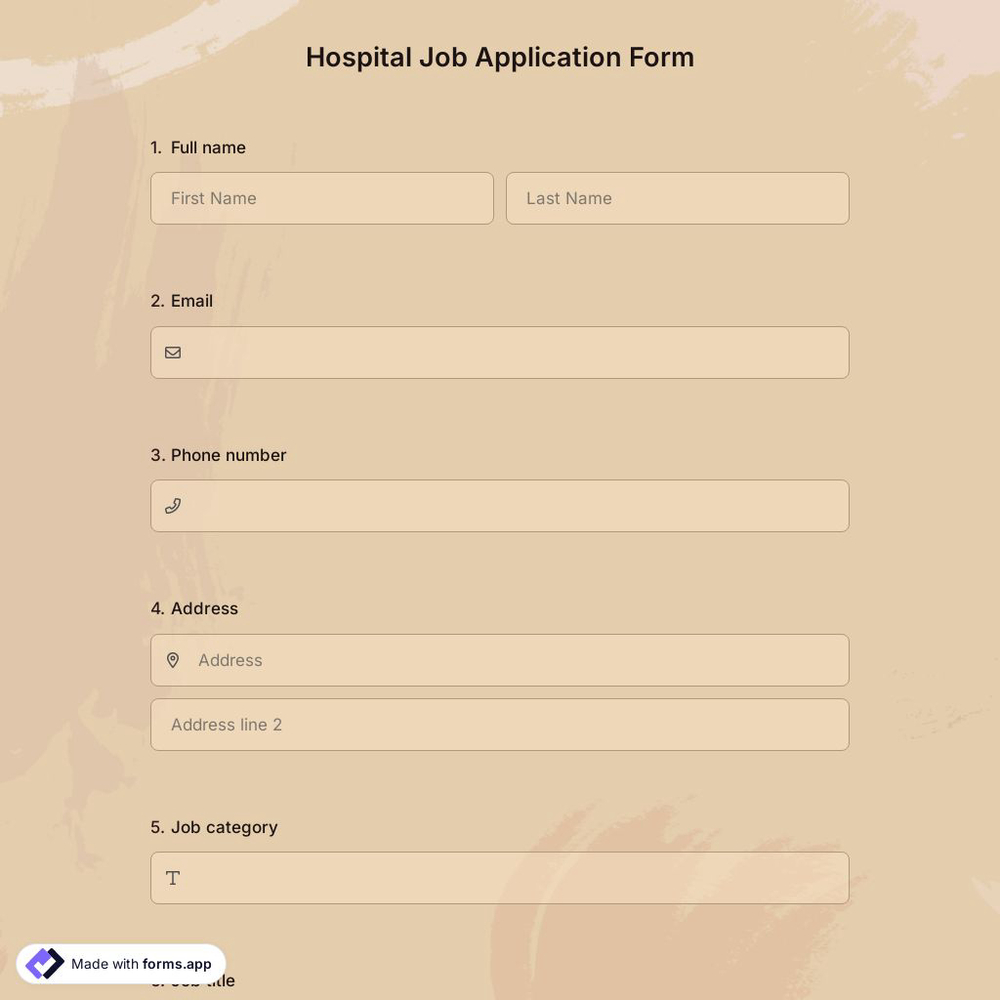 Hospital Job Application Form