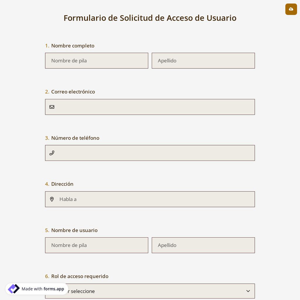 Formulario de Solicitud de Acceso de Usuario