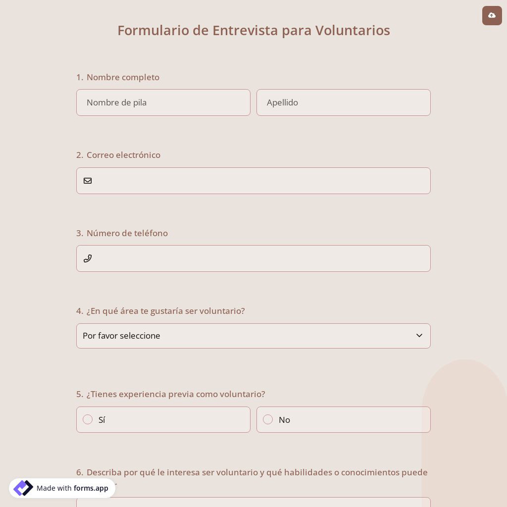Formulario de Entrevista para Voluntarios