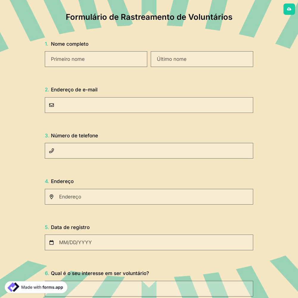 Formulário de Rastreamento de Voluntários