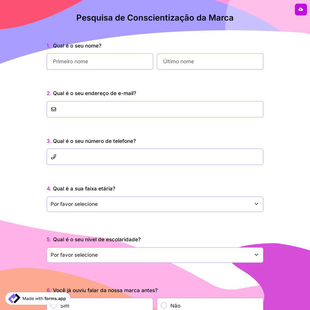 Pesquisa de Conscientização da Marca