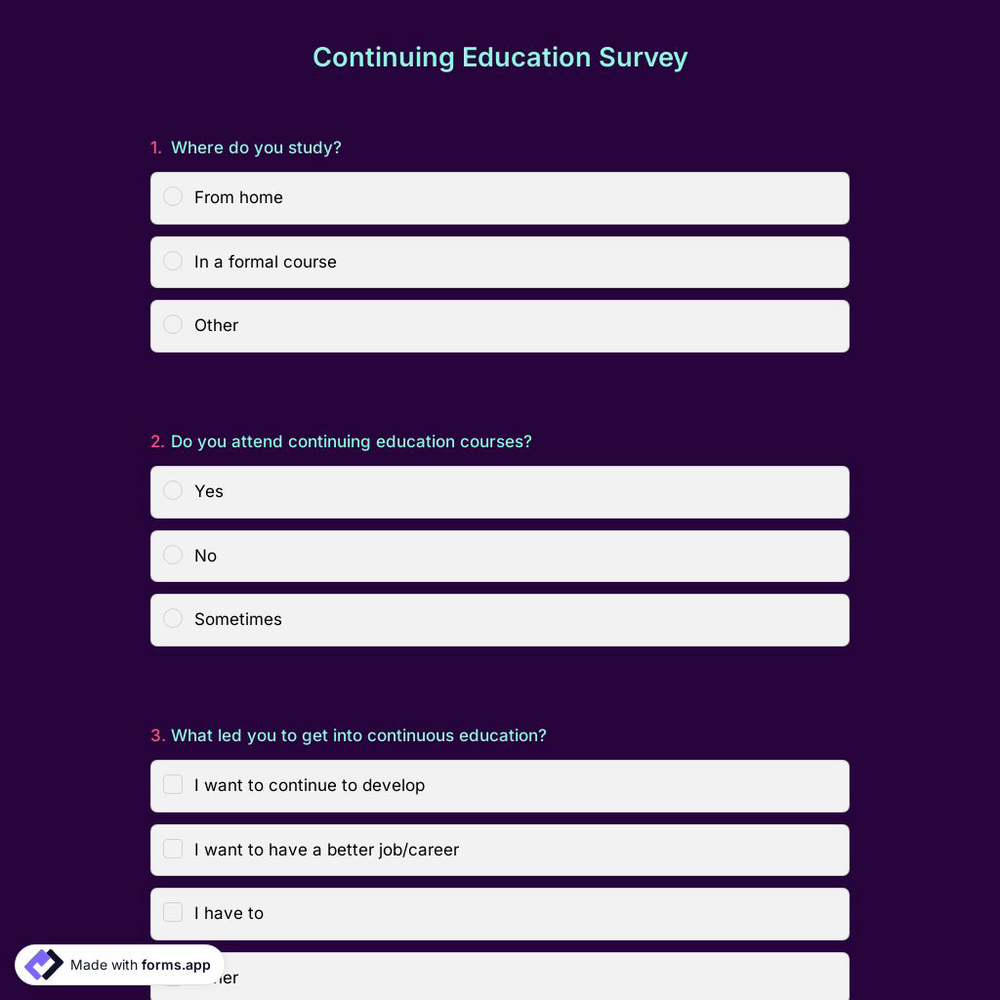 Continuing Education Survey