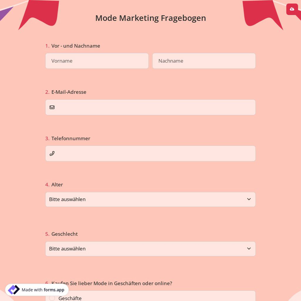 Mode Marketing Fragebogen