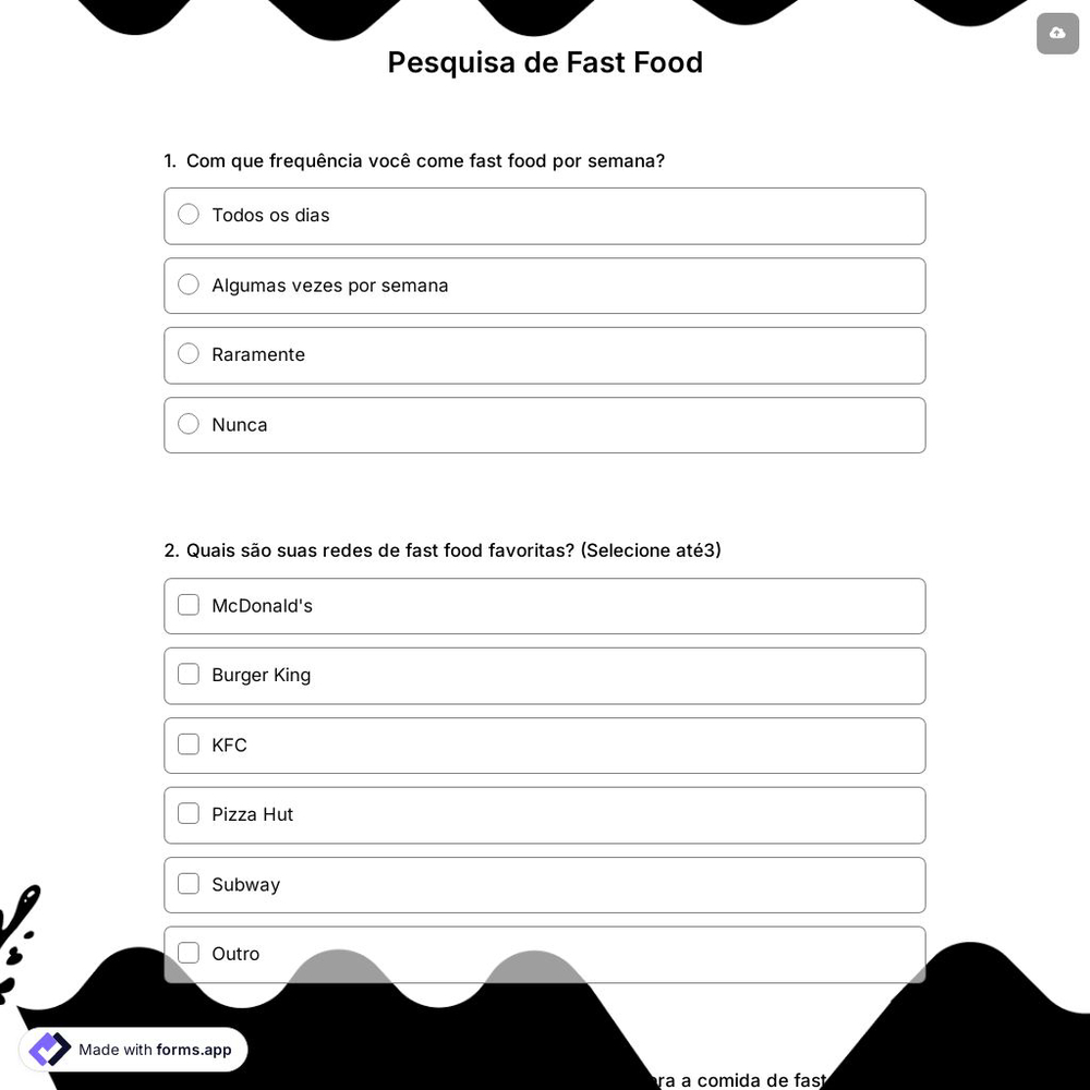 Pesquisa de Fast Food