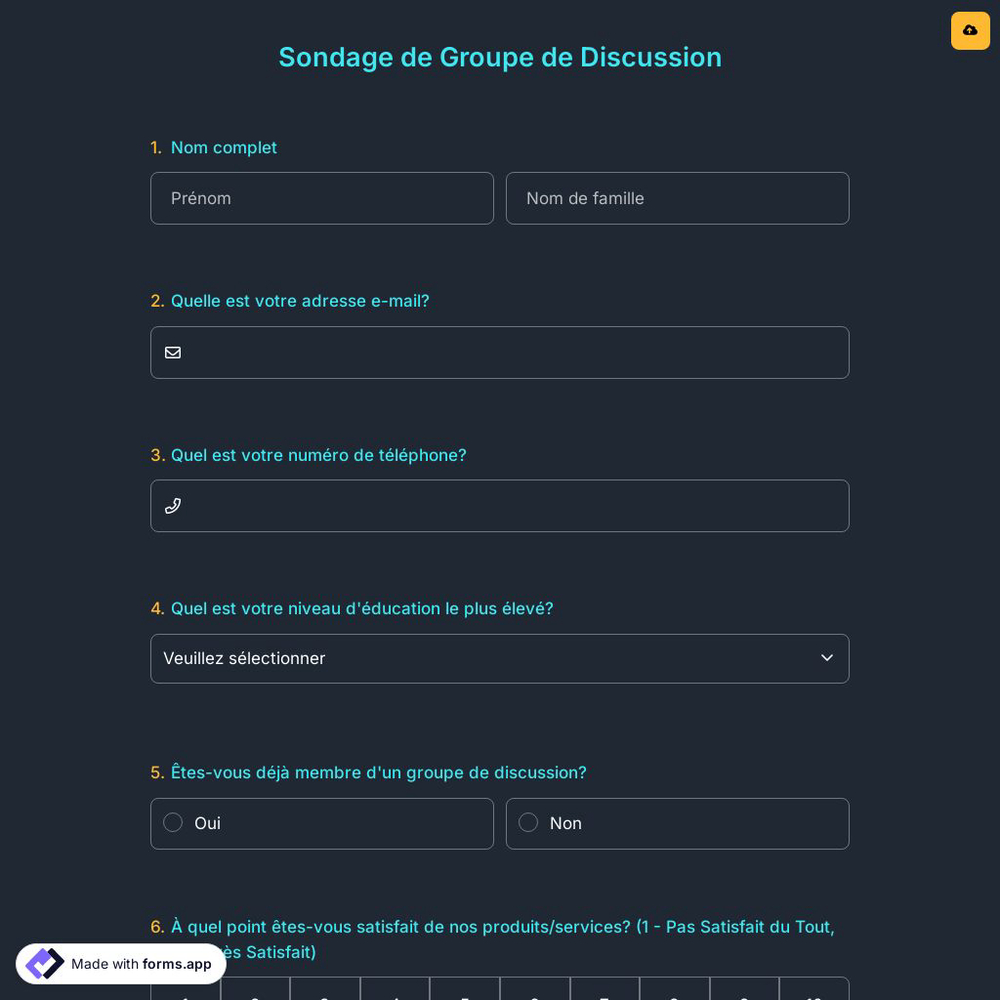 Sondage de Groupe de Discussion