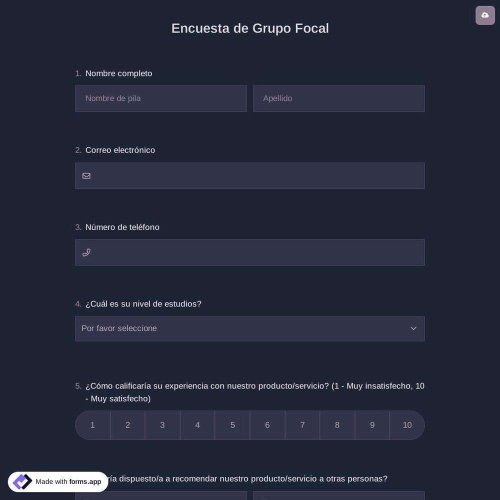 Encuesta de Grupo Focal