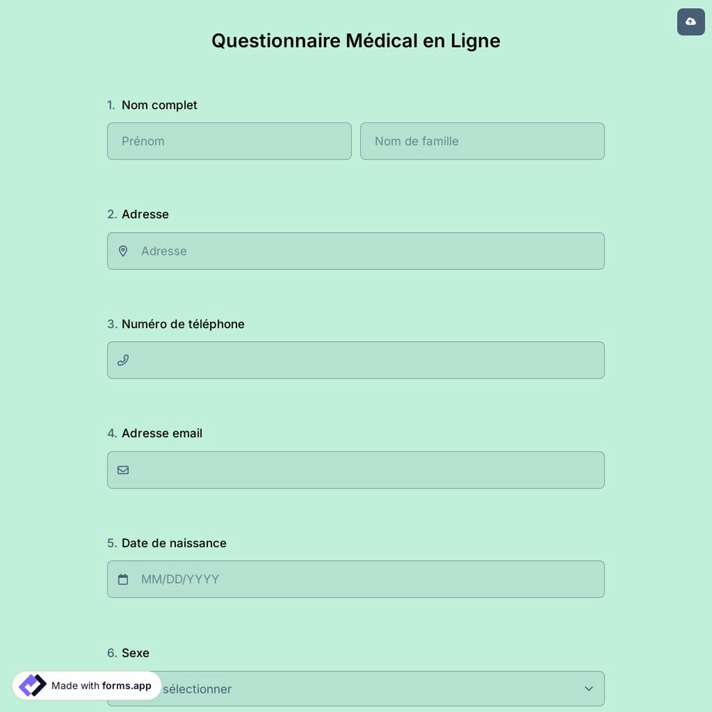 Questionnaire Médical en Ligne