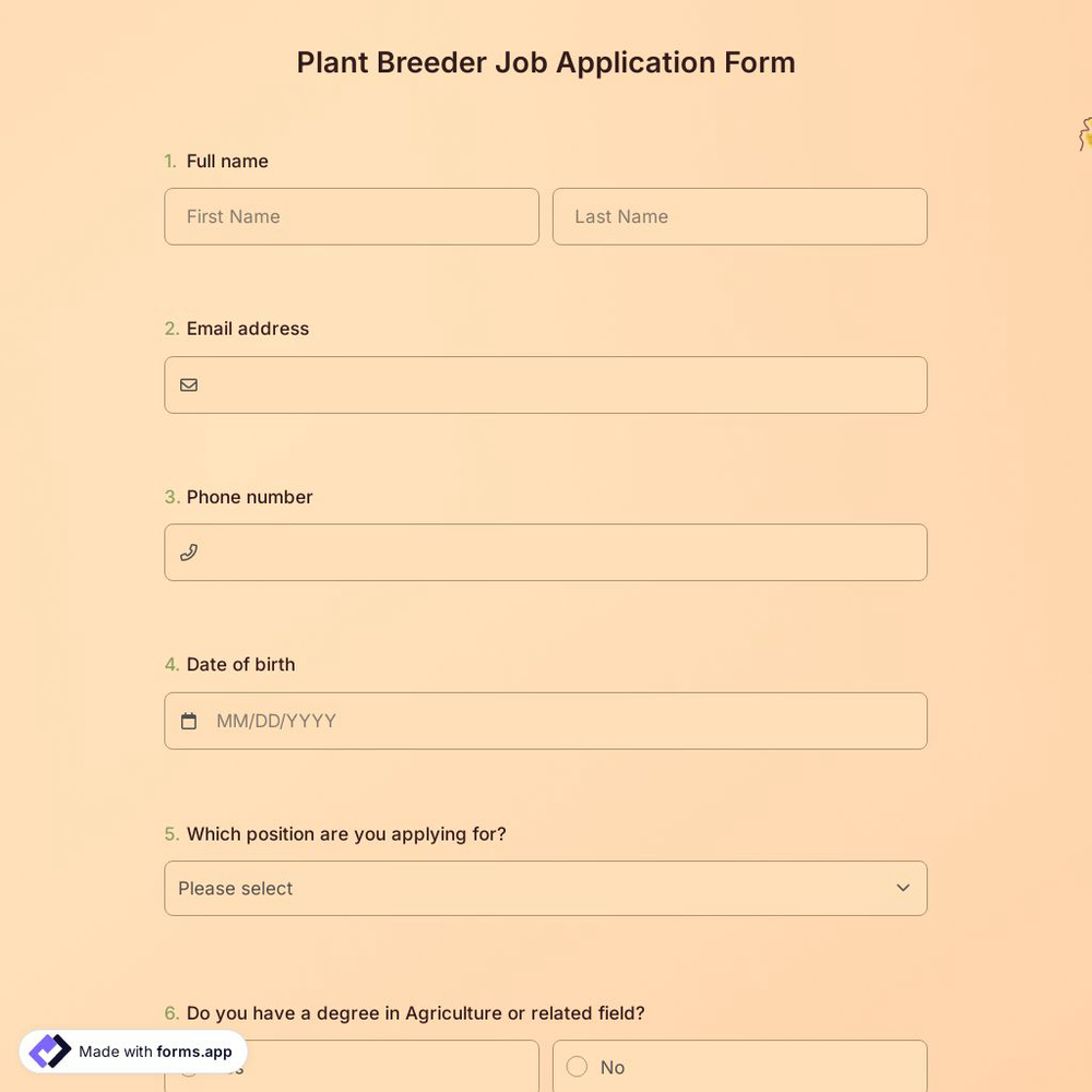 Plant Breeder Job Application Form