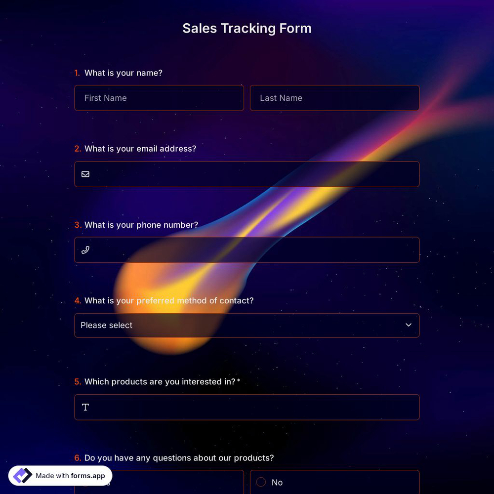 Sales Tracking Form