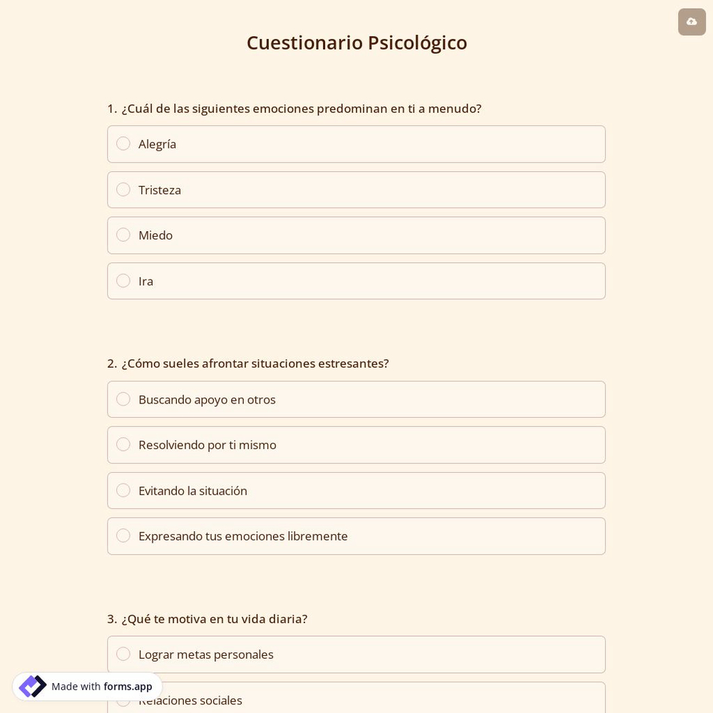 Cuestionario Psicológico