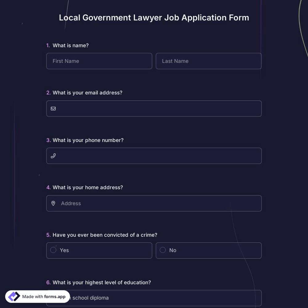 Local Government Lawyer Job Application Form