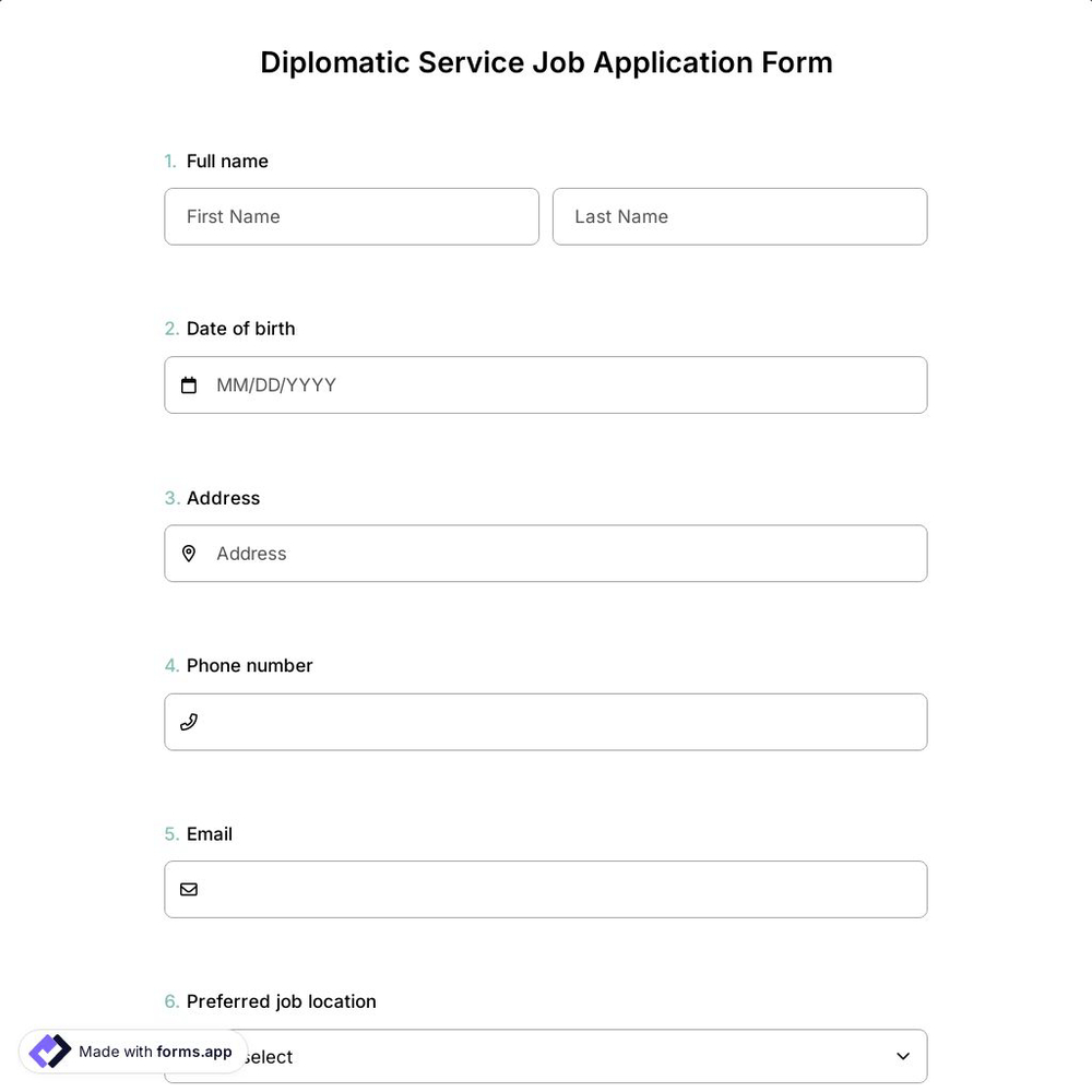 Diplomatic Service Job Application Form