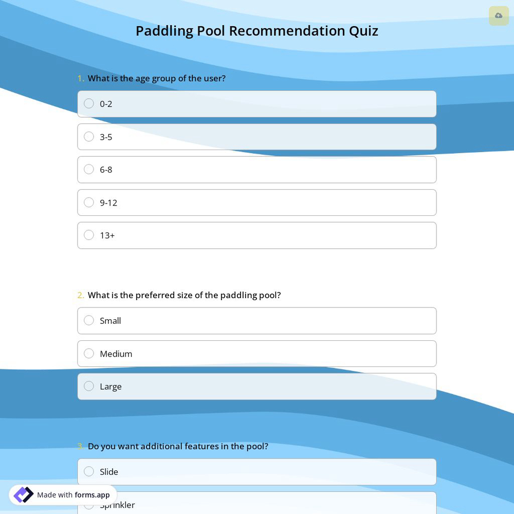 Paddling Pool Recommendation Quiz