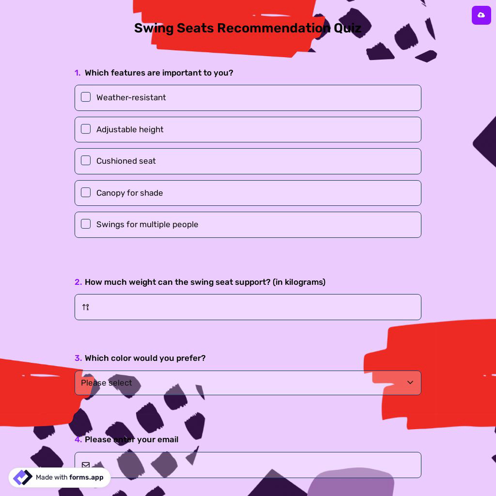 Swing Seats Recommendation Quiz