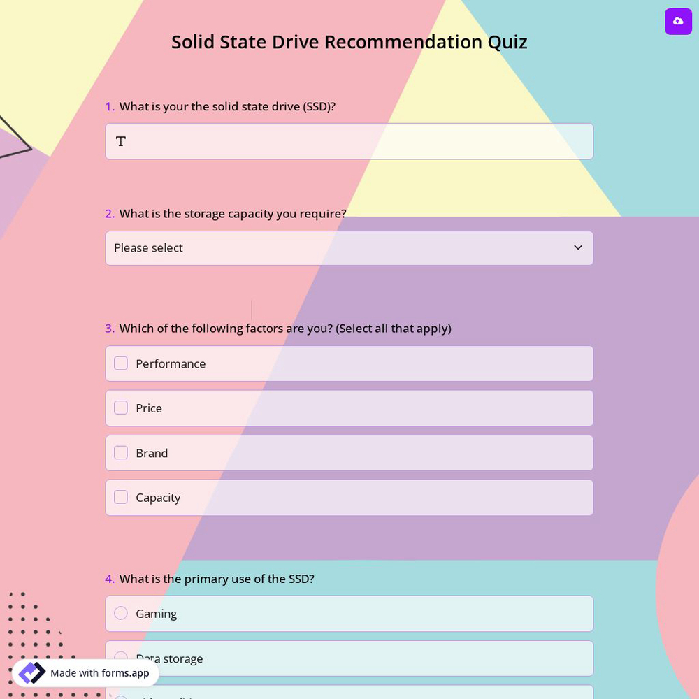 Solid State Drive Recommendation Quiz