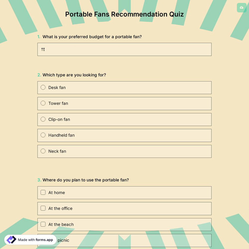 Portable Fans Recommendation Quiz