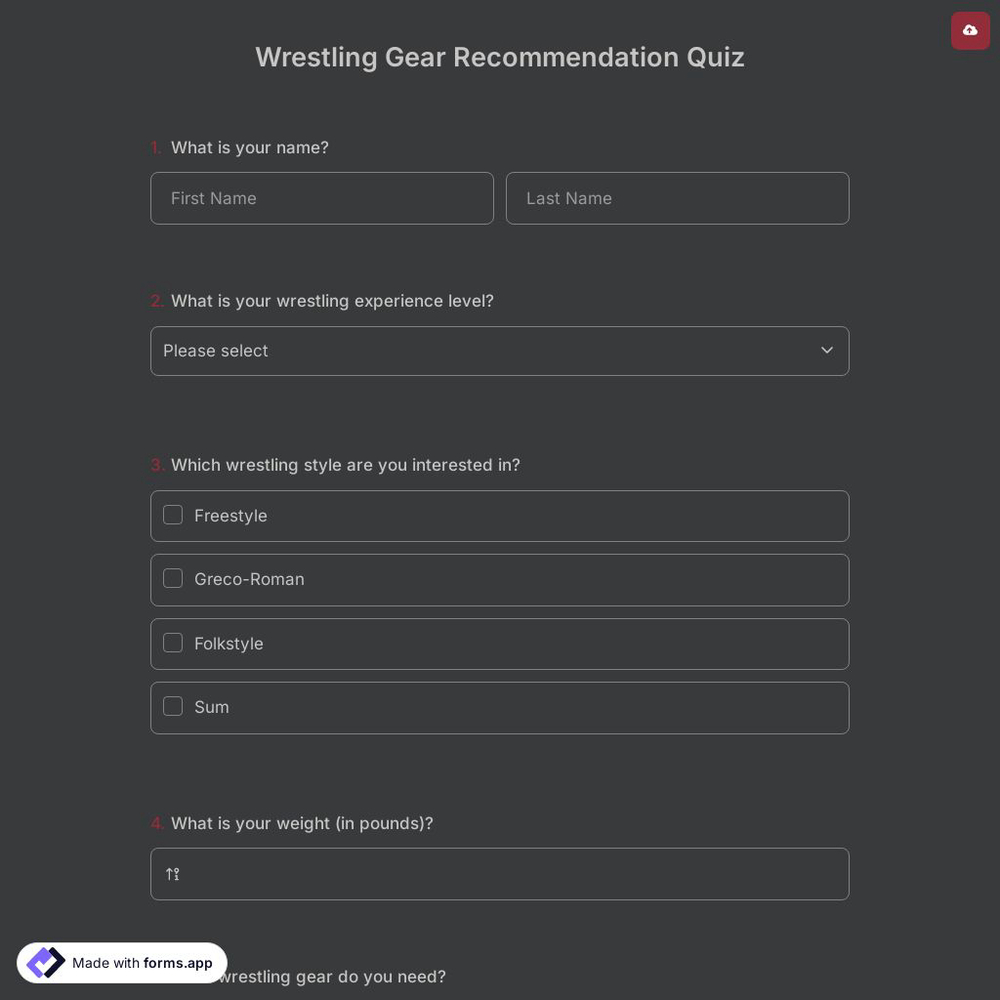 Wrestling Gear Recommendation Quiz