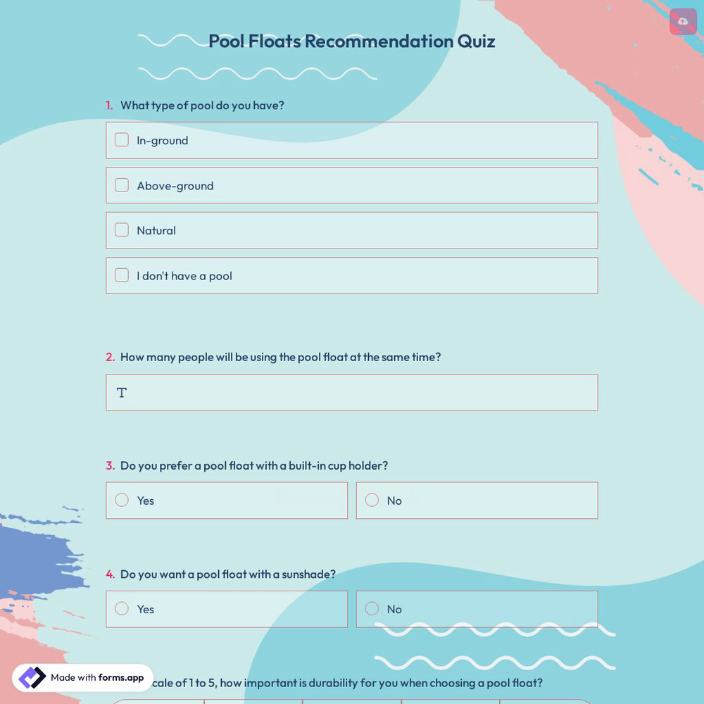 Pool Floats Recommendation Quiz