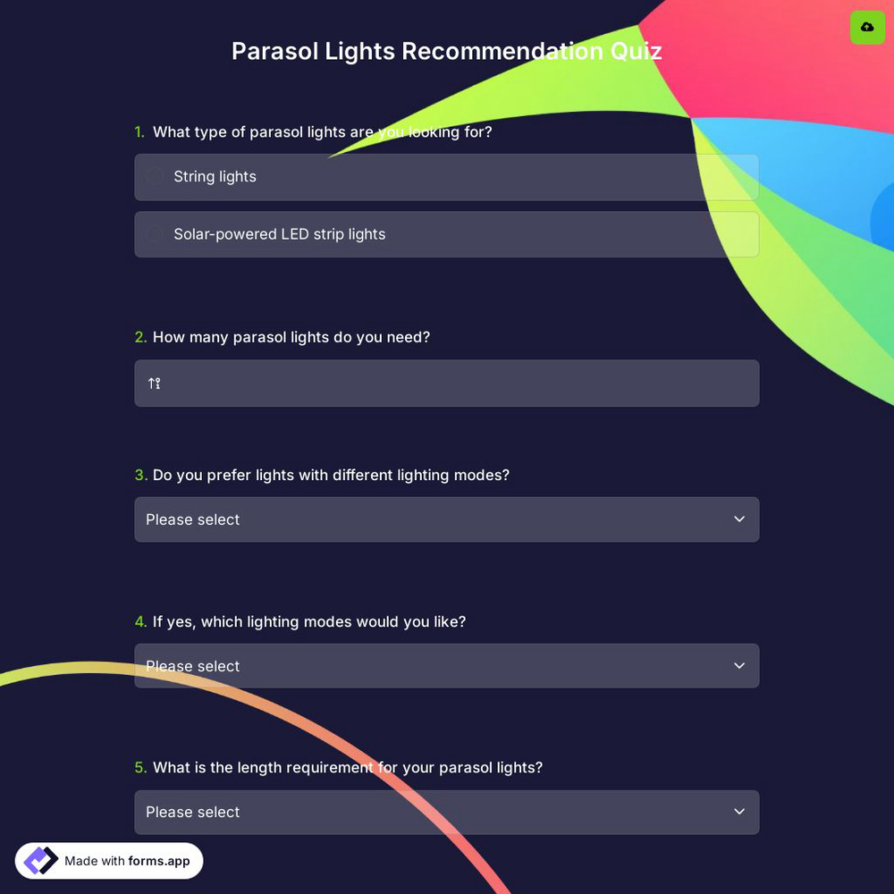 Parasol Lights Recommendation Quiz