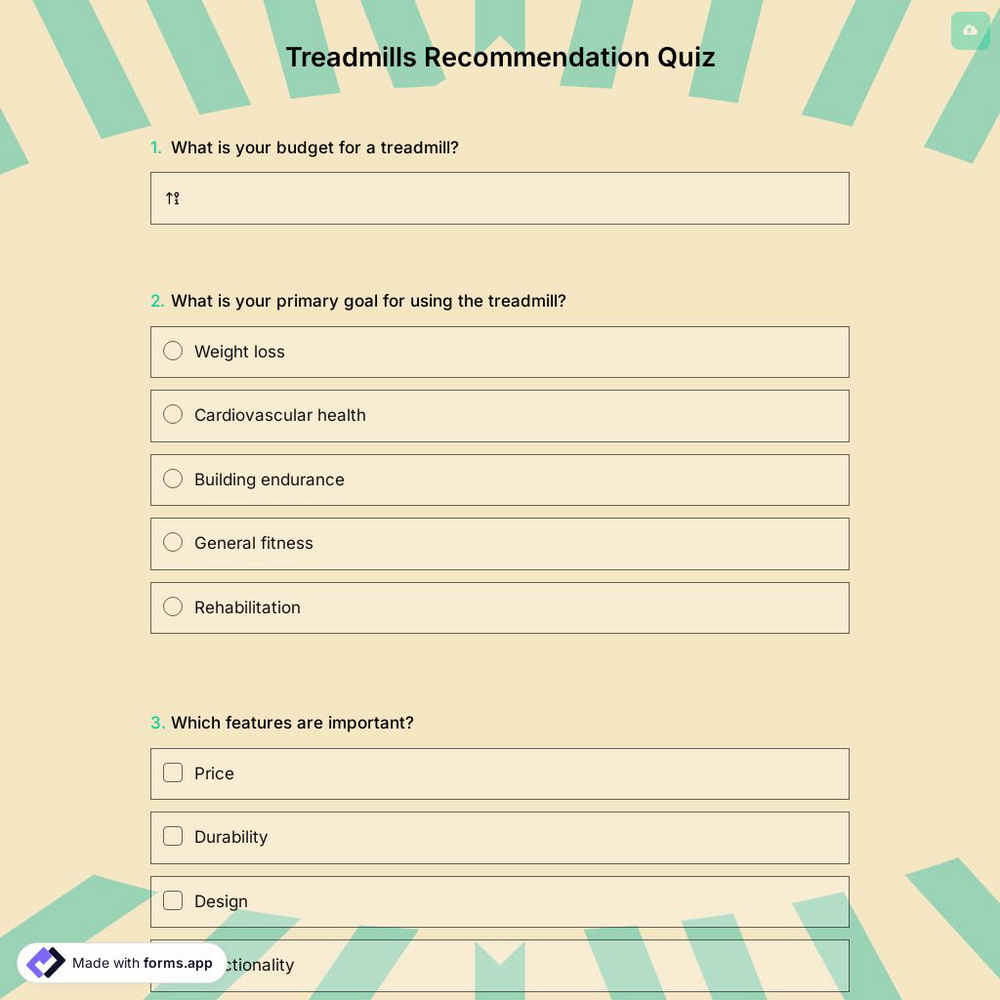 Treadmills Recommendation Quiz