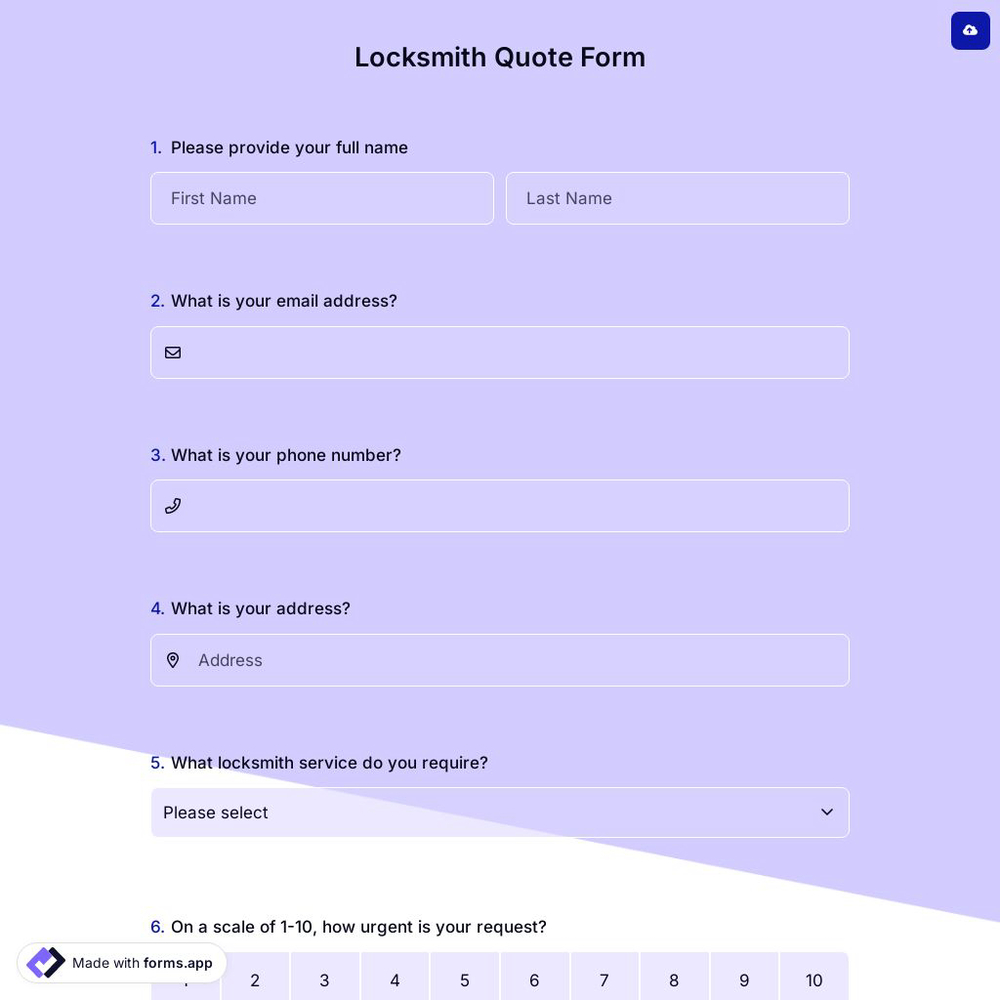 Locksmith Quote Form
