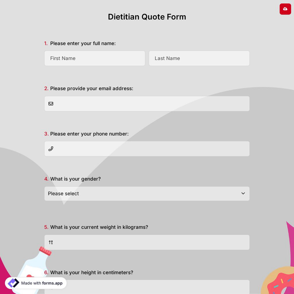 Dietitian Quote Form