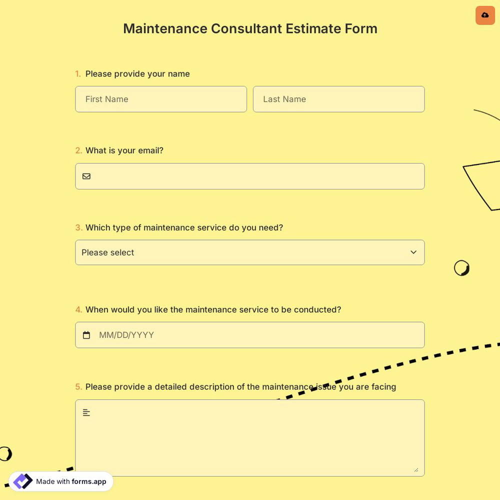 Maintenance Consultant Estimate Form