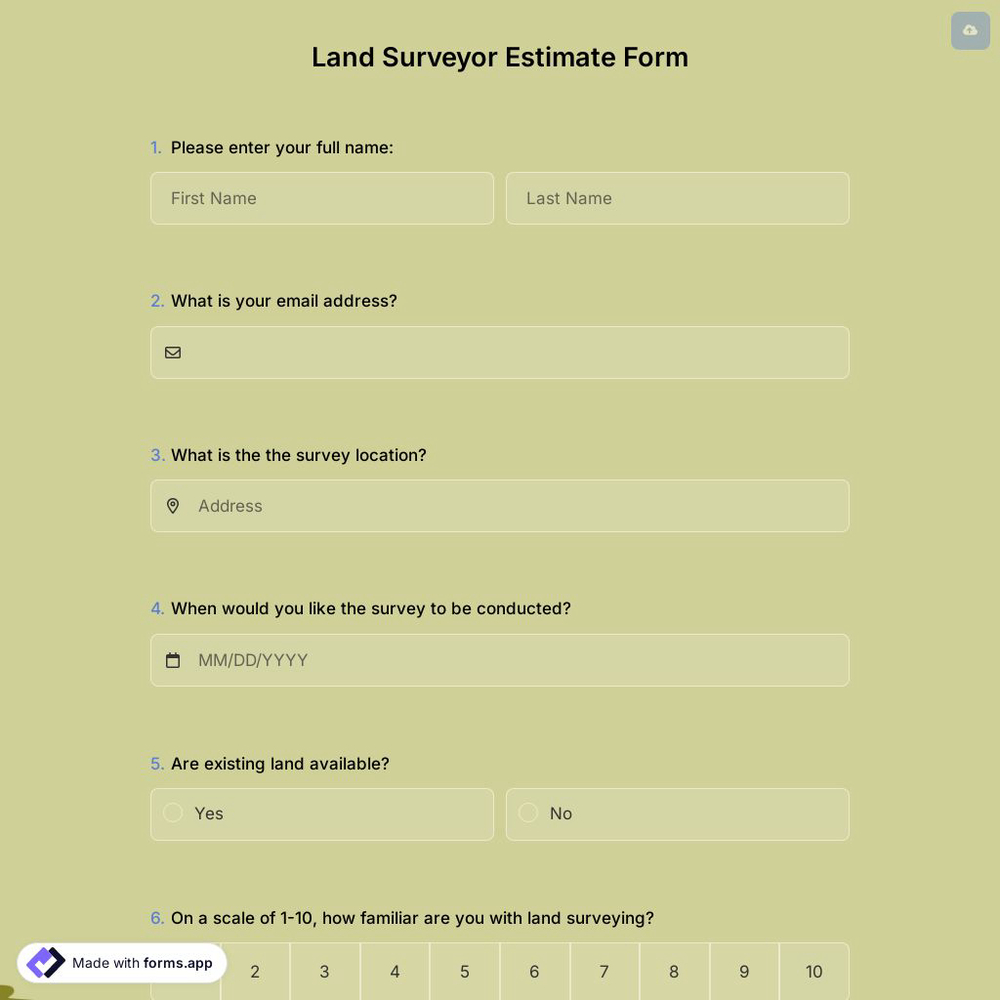 Land Surveyor Estimate Form