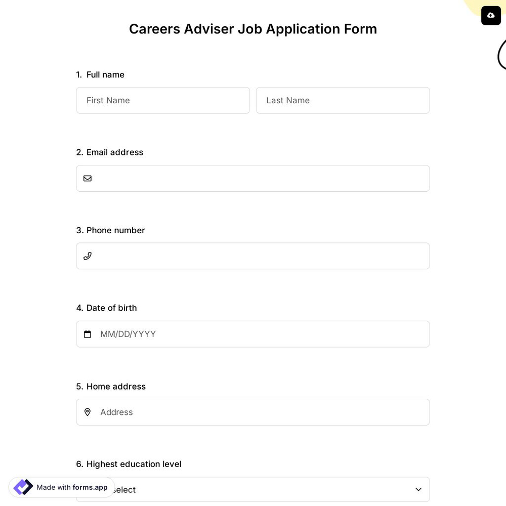 Careers Adviser Job Application Form