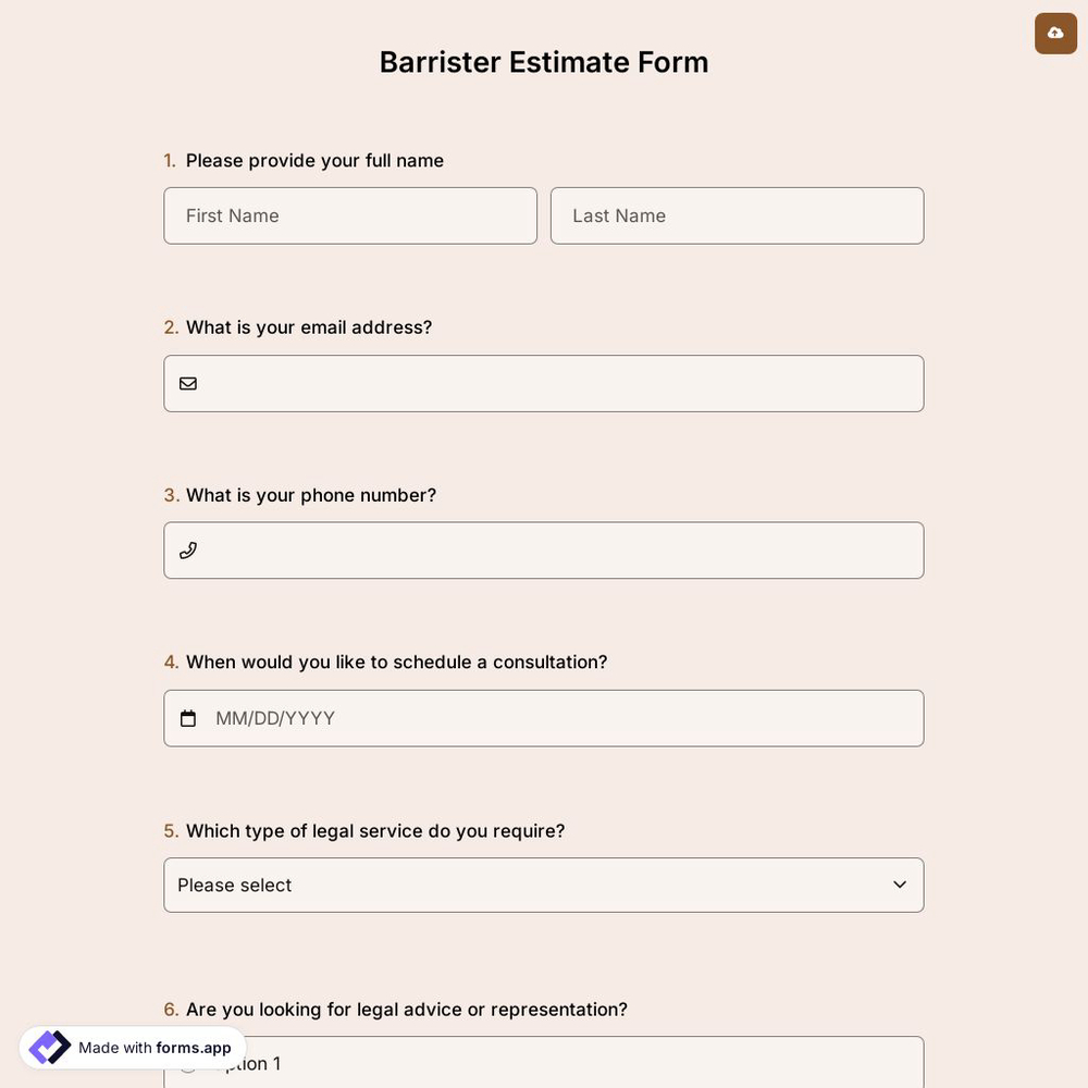 Barrister Estimate Form
