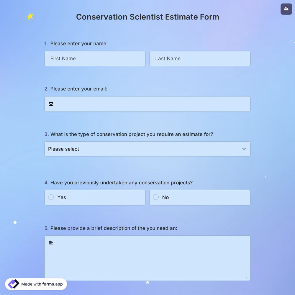 Conservation Scientist Estimate Form