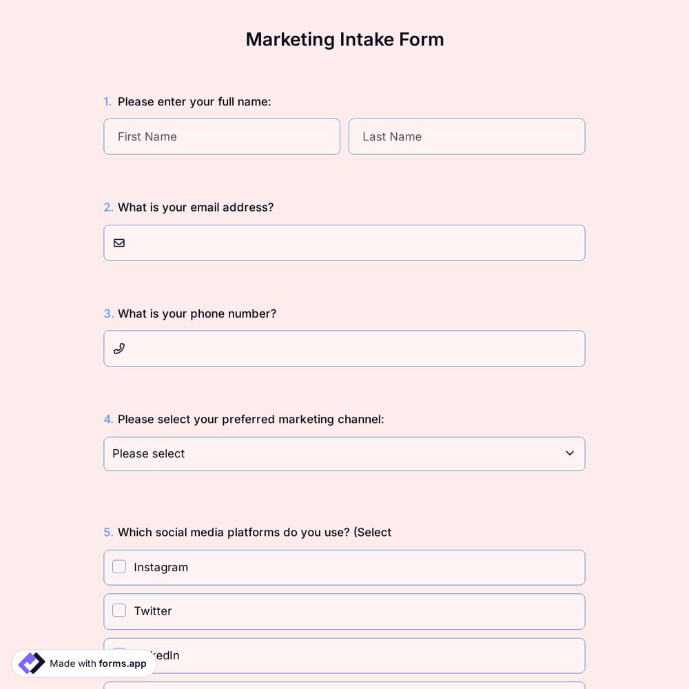 Marketing Intake Form