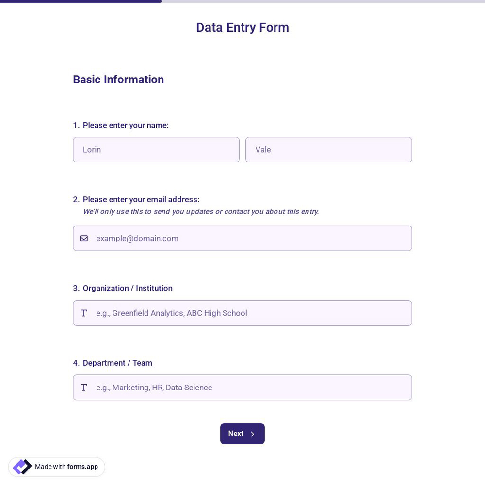 Data Entry Form