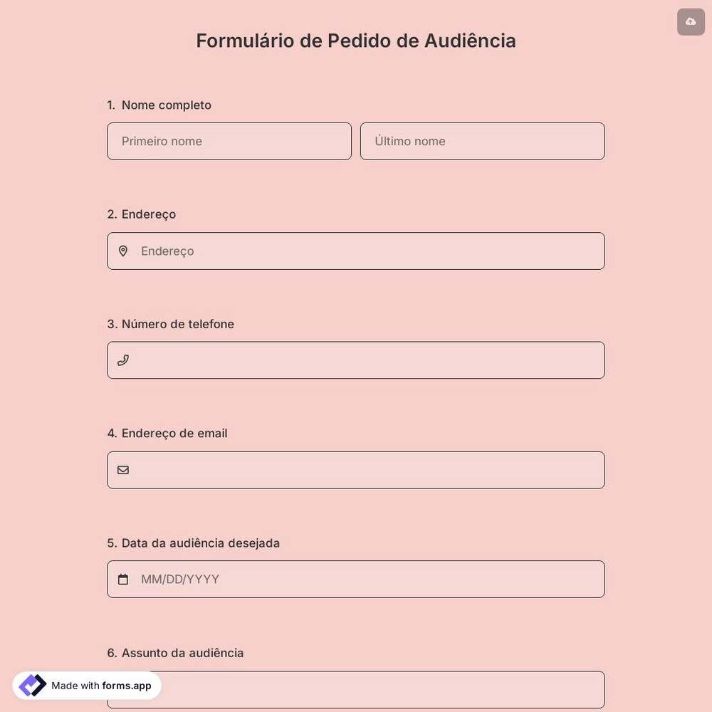 Formulário de Pedido de Audiência