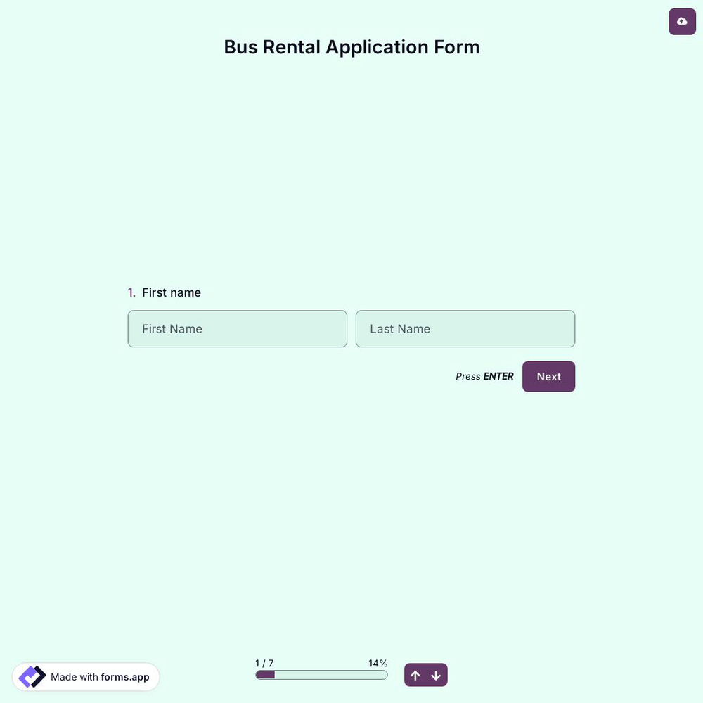 Bus Rental Application Form