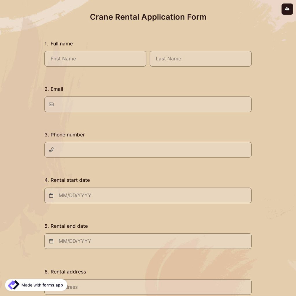 Crane Rental Application Form