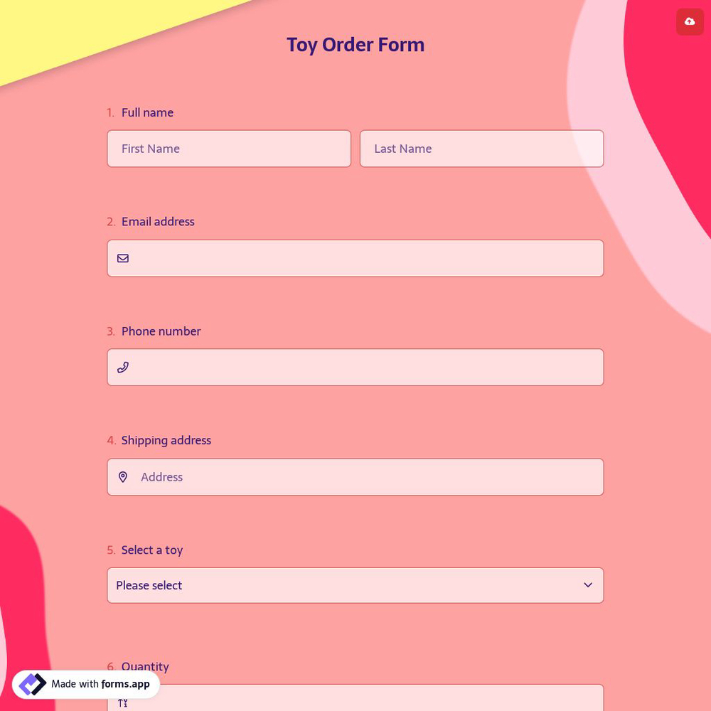 Toy Order Form