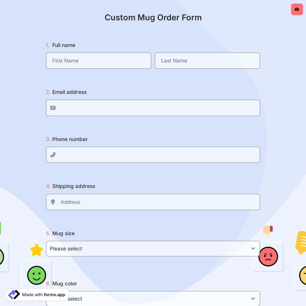 Custom Mug Order Form