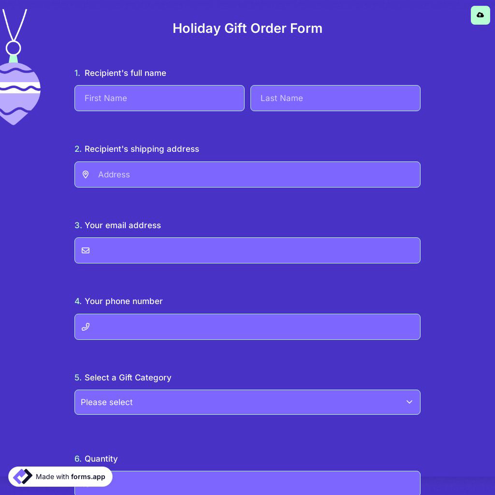 Holiday Gift Order Form