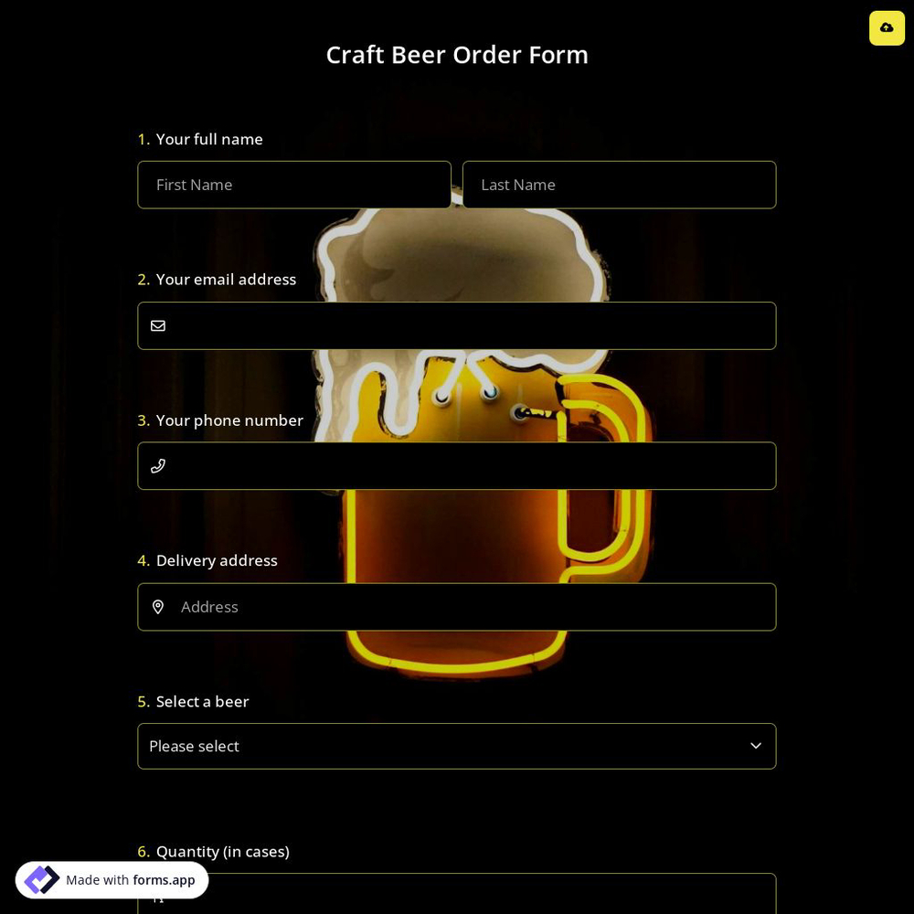 Craft Beer Order Form