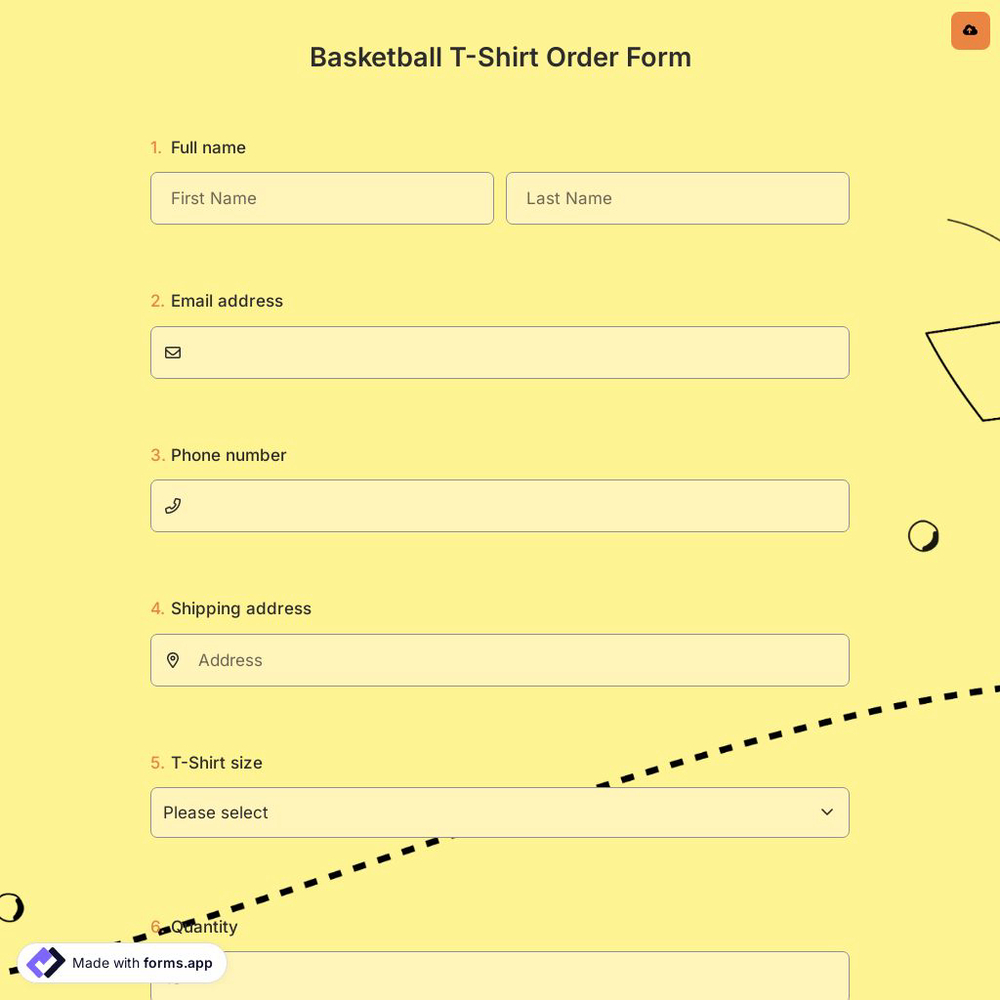 Basketball T-Shirt Order Form